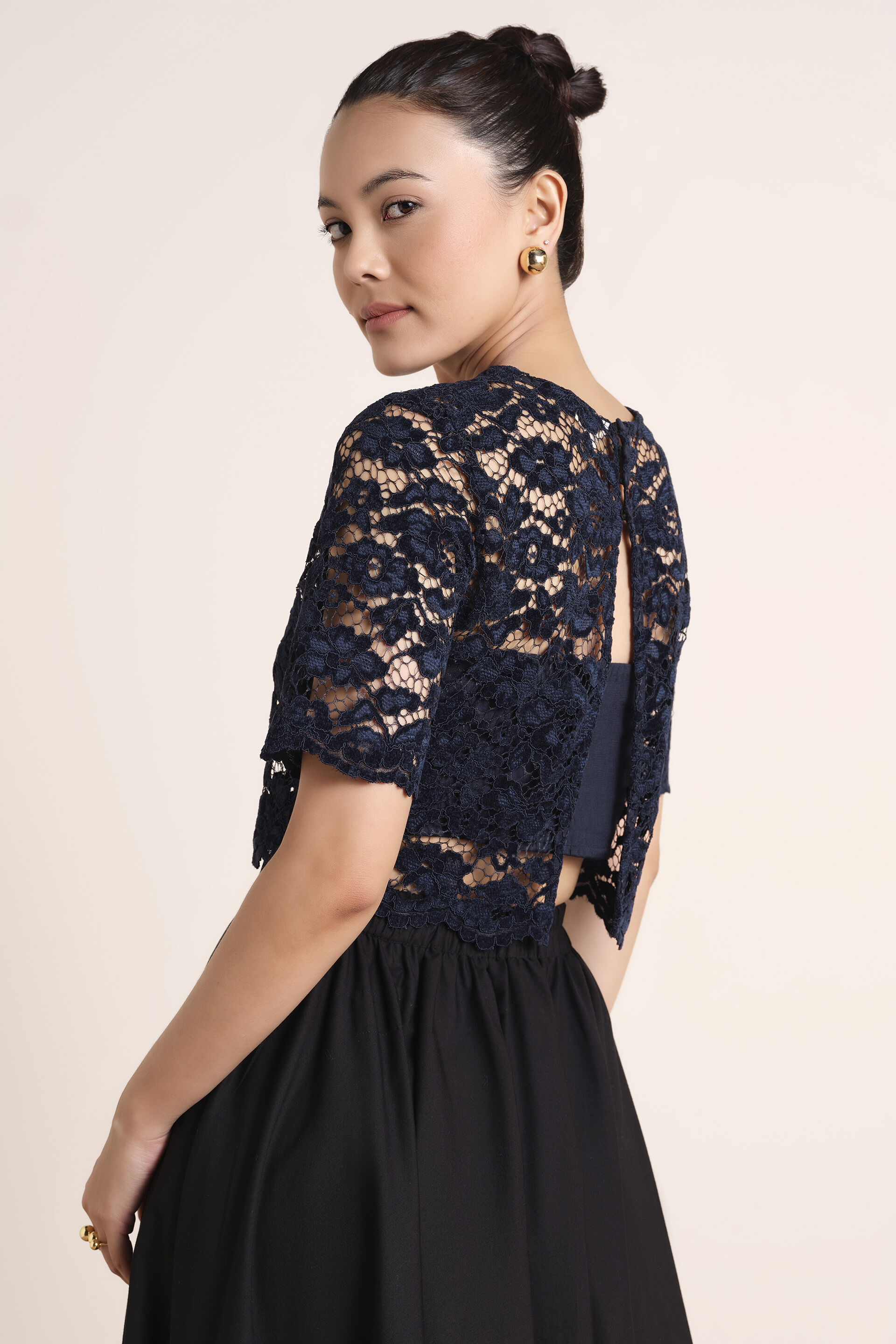 Navy Allure Crop Top, Blue, image 3